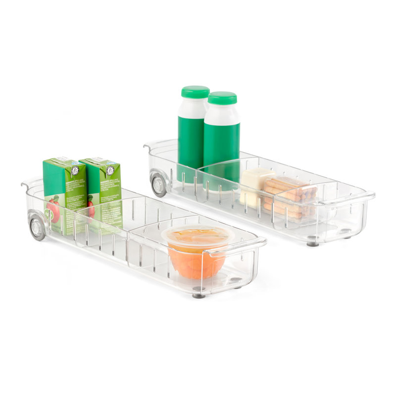 YouCopia® RollOut™ Fridge Caddy, 4” x 15”, 2Pack, Rolling Fridge Organizer with Adjustable